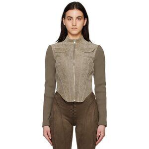 MISBHV Taupe Cracked Leather Jacket